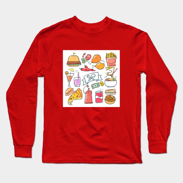 Fast Food pattern Long Sleeve T-Shirt by Cheebies